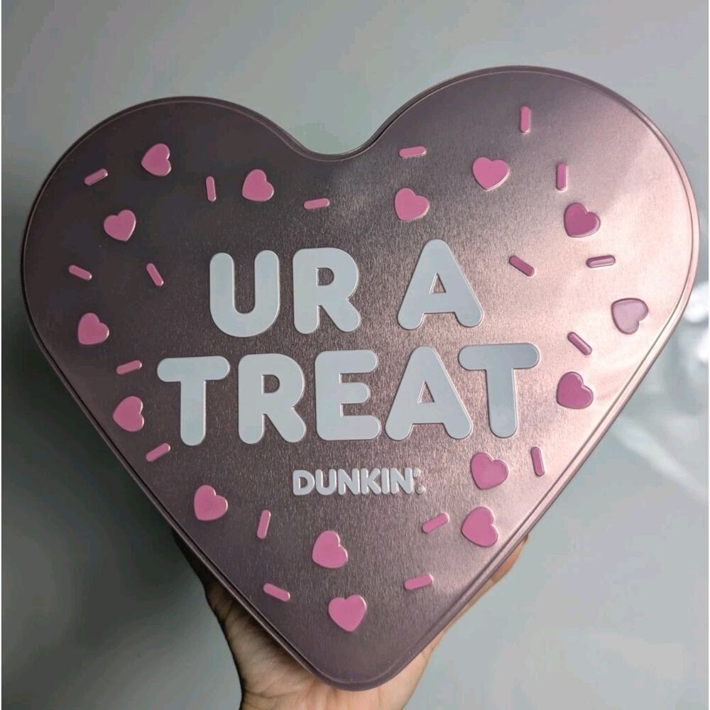Dunkin Donuts Munchkin Tin Valentine Heart Ur A Treat Light Pink Container Metal
